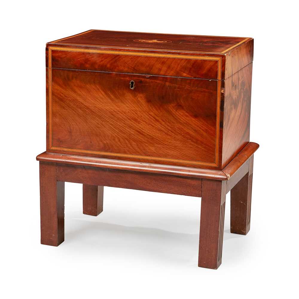 Lot 81 - A LATE VICTORIAN MAHOGANY AND SATINWOOD CROSSBANDED CELLARETTE