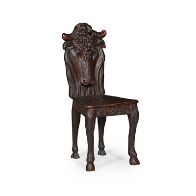 Lot 412 - BLACK FOREST 'BULL' HALL CHAIR