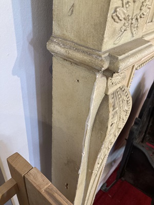 Lot 180 - A LATE GEORGIAN PAINTED PINE AND GESSO FIRE SURROUND