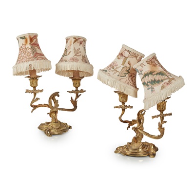 Lot 36 - A PAIR OF ROCOCO STYLE GILT BRONZE CANDELABRA