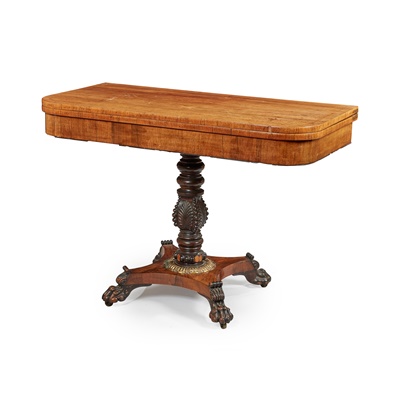 Lot 142 - A REGENCY ROSEWOOD, EBONISED AND SIMULATED ROSEWOOD TEA TABLE