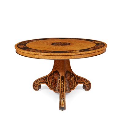 Lot 50 - KING LOUIS-PHILIPPE'S AMBOYNA, WALNUT, IVORY AND EBONY MARQUETRY CENTRE TABLE, ATTRIBUTED TO GEORGE BLAKE & CO.