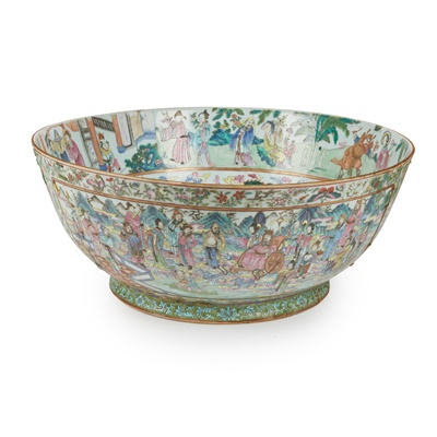 Lot 252 - MASSIVE FAMILLE ROSE 'IMMORTALS' PUNCH BOWL