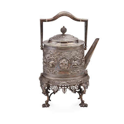 Lot 241 - A VICTORIAN SPIRIT KETTLE AND STAND