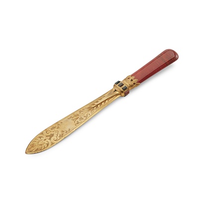Lot 105 - A VICTORIAN CASED GILT PAPER KNIFE