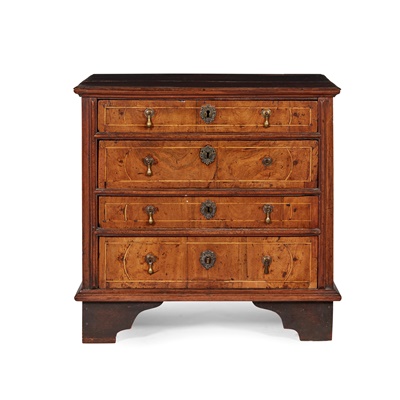 Lot 13 - WILLIAM AND MARY WALUT AND OAK LINED INLAID CHEST OF DRAWERS