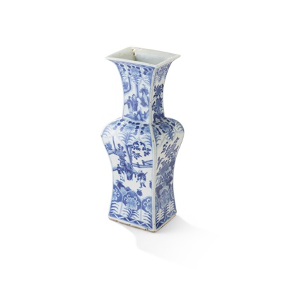 Lot 157 - BLUE AND WHITE SQUARE-SECTIONED VASE