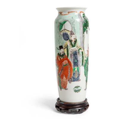 Lot 239 - WUCAI 'THREE VISITS TO THE COTTAGE' VASE