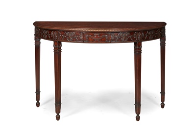 Lot 115 - GEORGE III STYLE NEOCLASSICAL MAHOGANY DEMILUNE SIDE TABLE