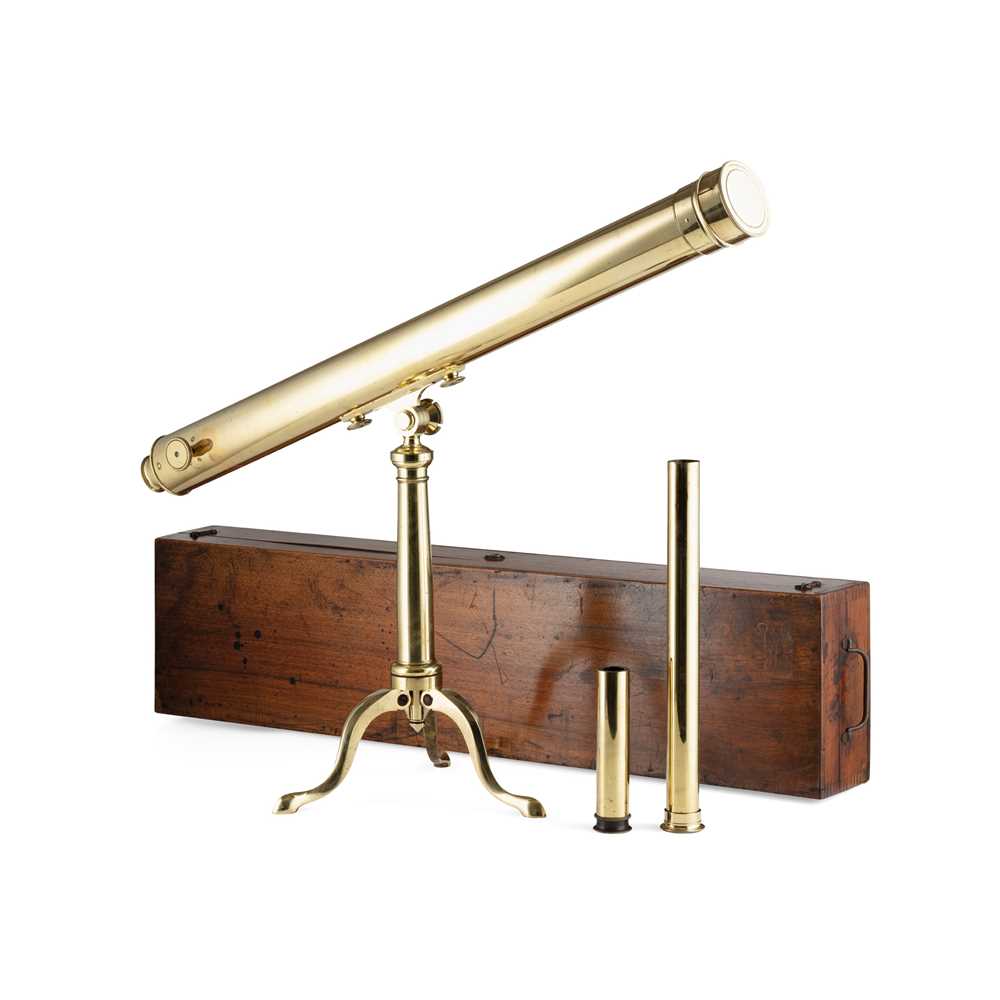 Lot 309 - CASED BRASS 3-INCH REFRACTING TELESCOPE WITH TRIPOD STAND
