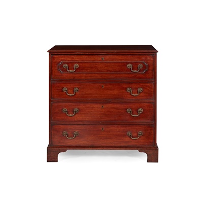 Lot 63 - GEORGE III MAHOGANY SMALL SECRETAIRE CHEST OF DRAWERS