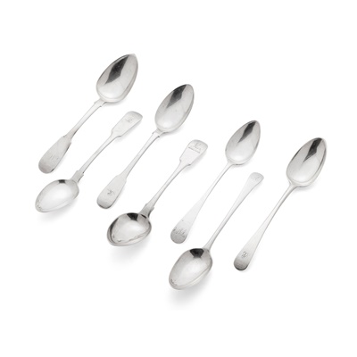 Lot 129 - ABERDEEN - A COLLECTION OF SEVEN SCOTTISH PROVINCIAL DESSERT SPOONS