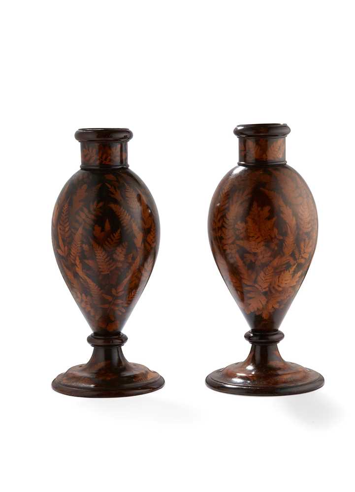 Lot 48 - PAIR OF MAUCHLINE 'FERN WARE' VASES