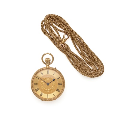 Lot 193 - An 18ct gold pocket watch and chain