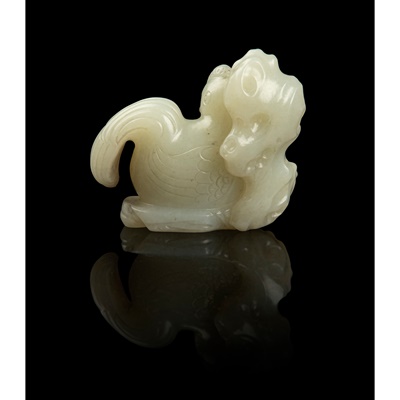 Lot 118 - WHITE JADE WITH RUSSET SKIN CARVING OF A ROOSTER