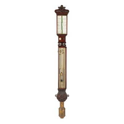 Lot 145 - A SCOTTISH EARLY VICTORIAN ROSEWOOD STICK BAROMETER, BY DUNCAN MCGREGOR, GLASGOW AND GREENOCK