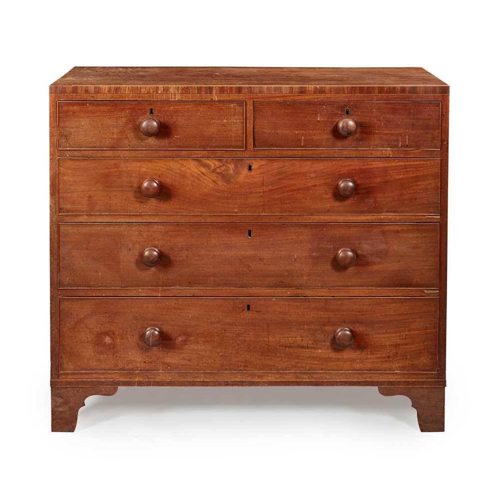 Lot 175 - A LATE GEORGIAN MAHOGANY CHEST OF DRAWERS