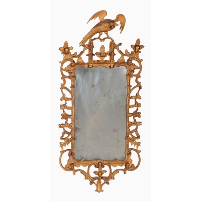 Lot 41 - PAIR OF GEORGE III STYLE GILTWOOD MIRRORS, IN THE MANNER OF THOMAS CHIPPENDALE