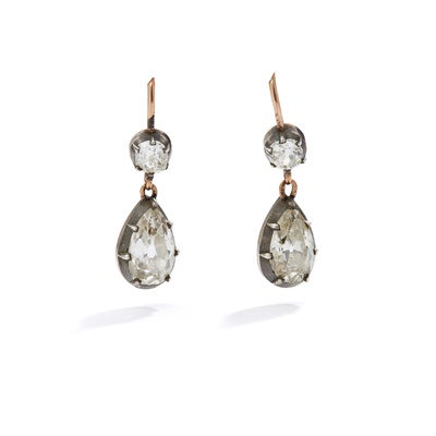 Lot 1 - A pair of mid 19th century diamond earrings