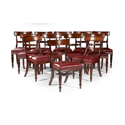 Lot 156 - SET OF TWELVE REGENCY MAHOGANY DINING CHAIRS, ATTRIBUTED TO GILLOWS