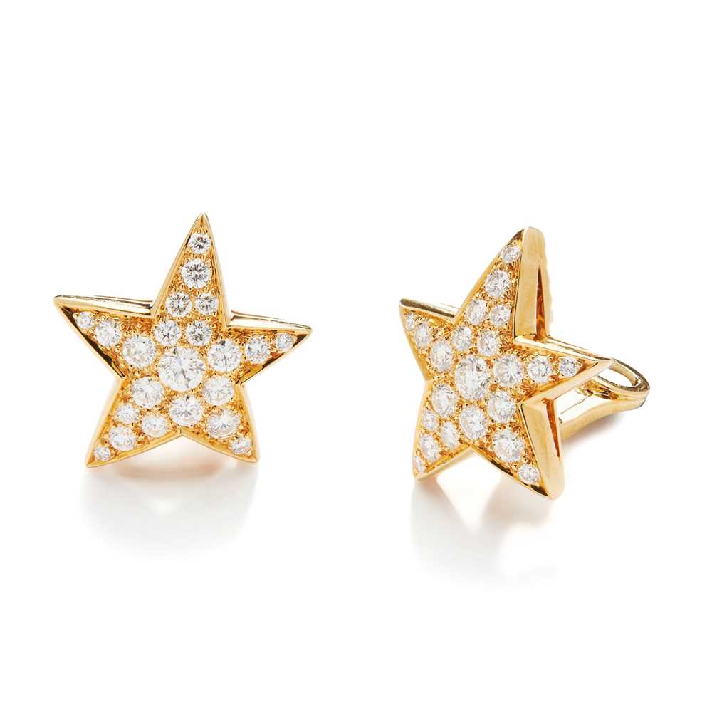 Lot 119 - A pair of diamond 'Comete' earrings, by Chanel