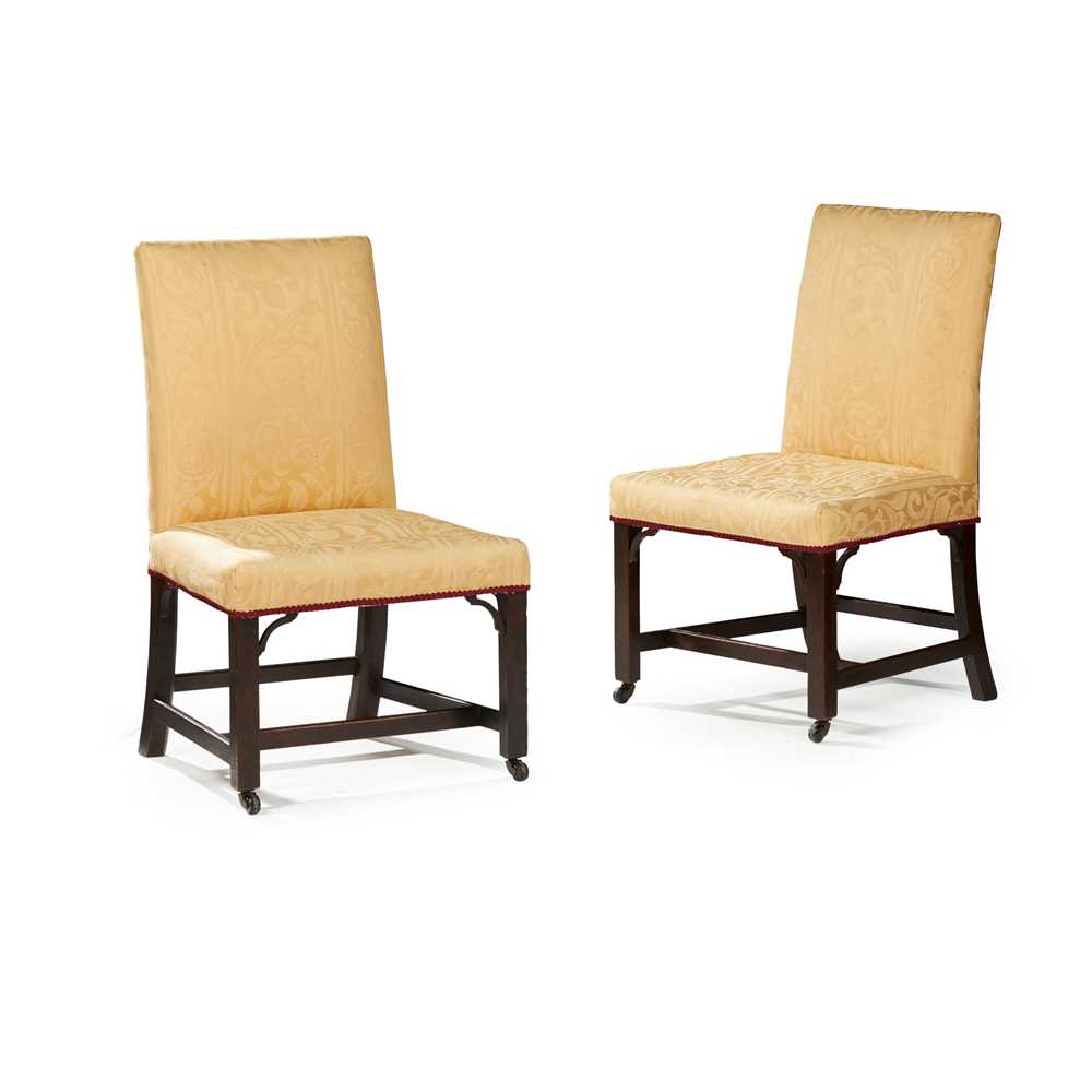 Lot 39 - PAIR OF GEORGE III MAHOGANY UPHOLSTERED SIDE CHAIRS