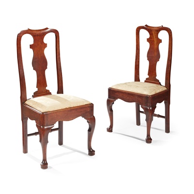 Lot 13 - PAIR OF QUEEN ANNE RED WALNUT SIDE CHAIRS, POSSIBLY AMERICAN