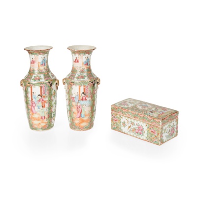 Lot 176 - GROUP OF THREE CANTON FAMILLE ROSE WARES