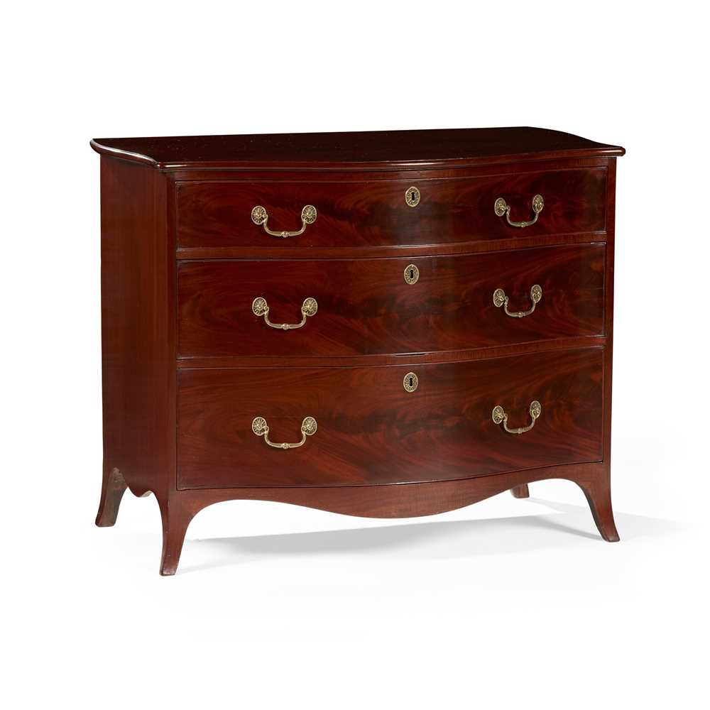 Lot 51 - GEORGE III MAHOGANY SERPENTINE CHEST OF DRAWERS