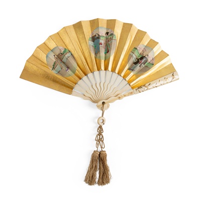 Lot 284 - JAPANESE PAPER AND IVORY TELESCOPIC FAN