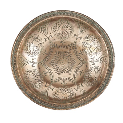 Lot 325 - TWO MAMLUK STYLE TINNED COPPER DISHES