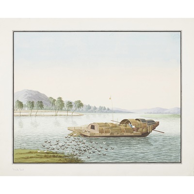 Lot 129 - GROUP OF THREE EXPORT PAINTINGS OF BOATS