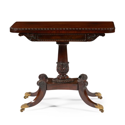 Lot 140 - SCOTTISH REGENCY ROSEWOOD FOLD-OVER CARD TABLE, ATTRIBUTED TO WILLIAM TROTTER