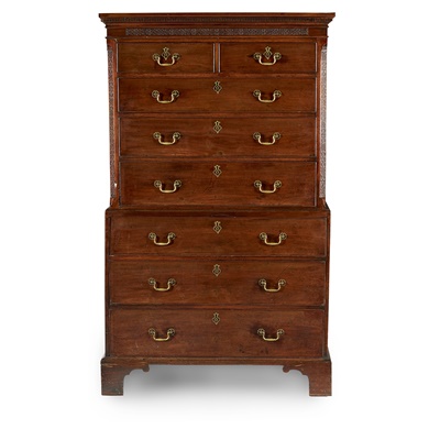 Lot 56 - GEORGE III MAHOGANY CHEST-ON-CHEST