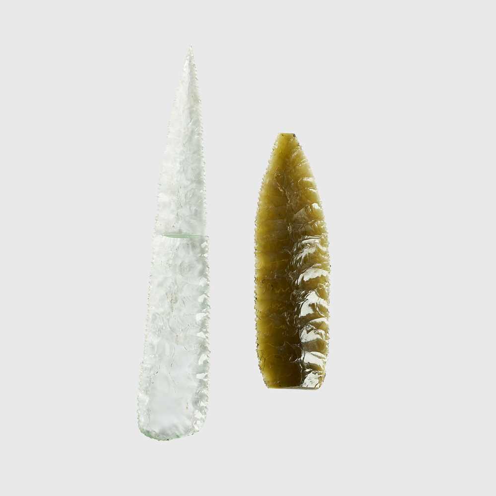 Lot 75 - PAIR OF ABORIGINAL GLASS SPEAR POINTS