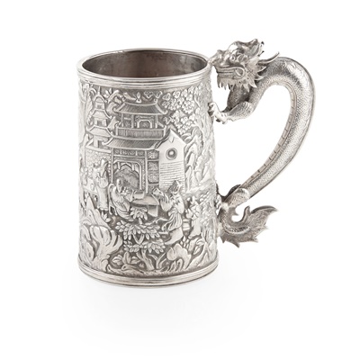 Lot 36 - CHINESE EXPORT SILVER TANKARD
