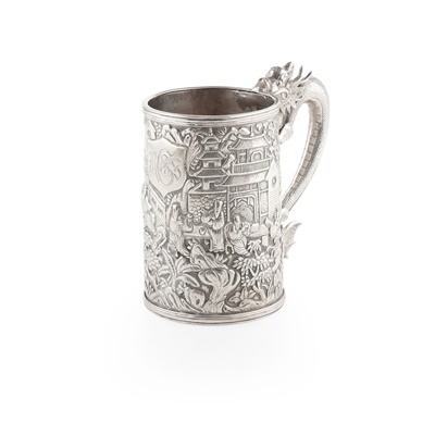 Lot 36 - CHINESE EXPORT SILVER TANKARD