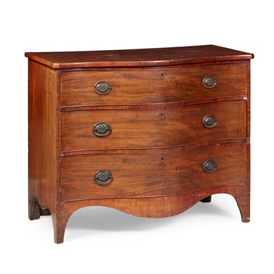 Lot 157 - LATE GEORGE III MAHOGANY SERPENTINE CHEST OF DRAWERS