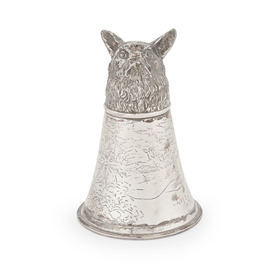 Lot 21 - A 1920s wolf head stirrup cup