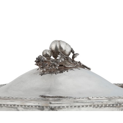 Lot 9 - A pair of late 19th-Century Austrian twin handled vegetable tureens, liners and covers