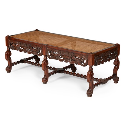Lot 65 - WILLIAM AND MARY STYLE WALNUT BENCH