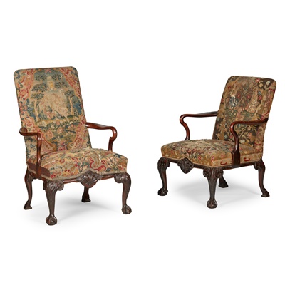Lot 68 - MATCHED PAIR OF GEORGE II WALNUT ARMCHAIRS