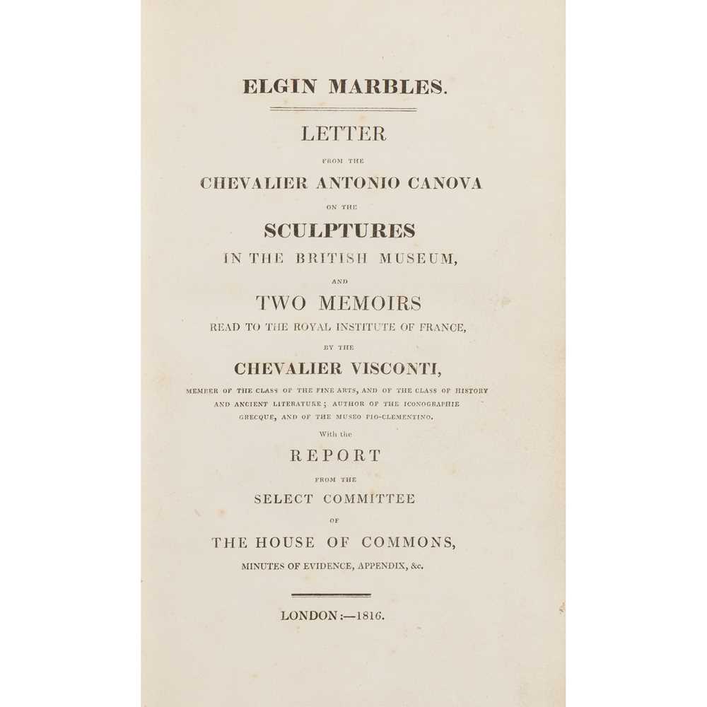 Lot 151 - Elgin Marbles. Letter from the Chevalier Antonio Canova on the