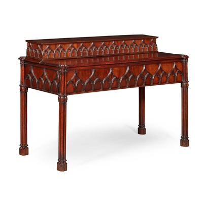 Lot 285 - LATE REGENCY MAHOGANY GOTHIC REVIVAL SERVING TABLE