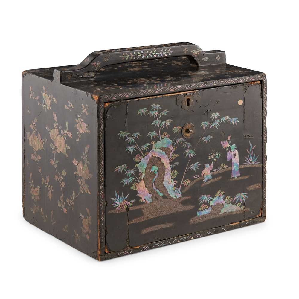 Lot 2 - MOTHER-OF-PEARL INLAID BLACK LACQUER CHEST