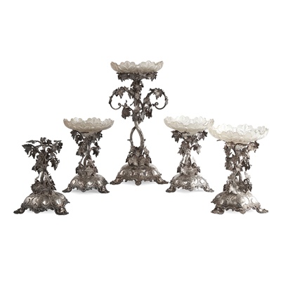 Lot 4 - A set of five Victorian Scottish plated table centerpieces