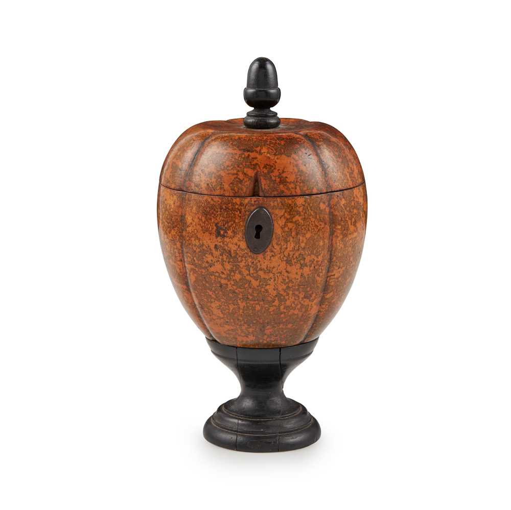 Lot 121 - GEORGE III STAINED FRUITWOOD MELON-FORM TEA CADDY