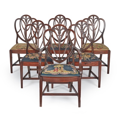 Lot 106 - SET OF SIX GEORGE III SHIELD-BACK DINING CHAIRS