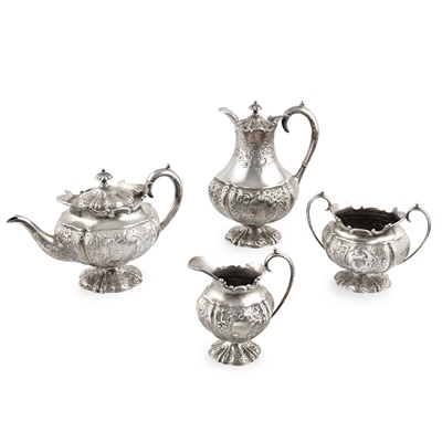 Lot 76 - A late Victorian four-piece tea set