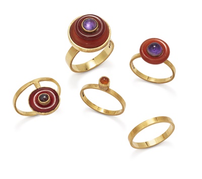 Lot 71 - A gem-set ring stack, by Wendy Ramshaw, 1971